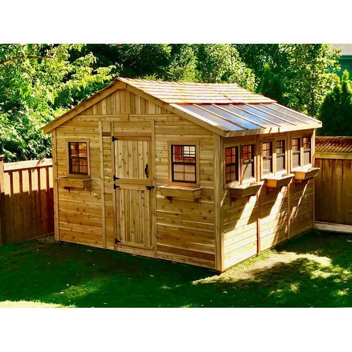 12 ft. W x 12 ft. D Cedar Wood Sunshed Garden Shed TSH