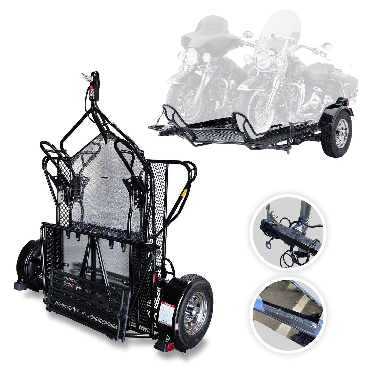 Go! Series Ride-Up Folding Motorcycle Trailer – Dual Rail Steel Utility Trailer