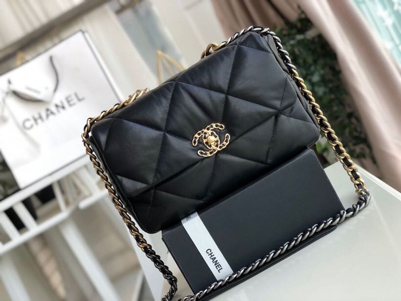 Chanel 19 Flap Bag 30cm Goatskin Leather Fall/Winter Act 1 Collection, Black