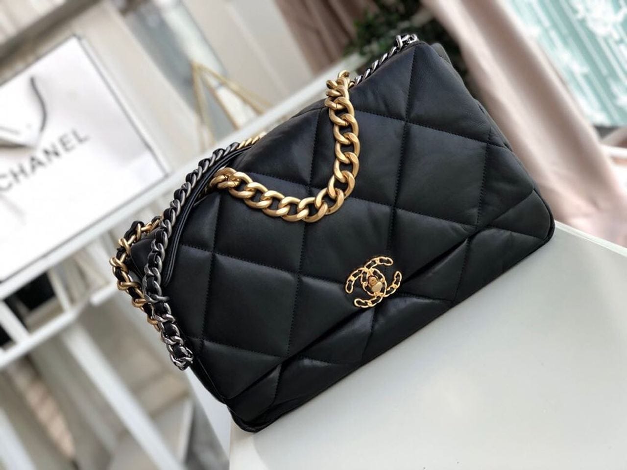 Chanel 19 Flap Bag 36cm Goatskin Leather Fall/Winter Act 1 Collection, Black
