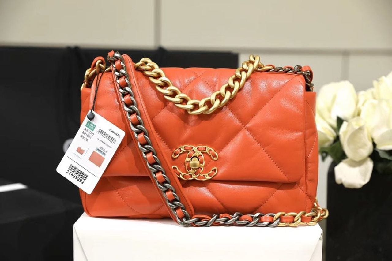 Chanel 19 Flap Bag 26cm Goatskin Leather Spring/Summer Act 1 Collection, Orange