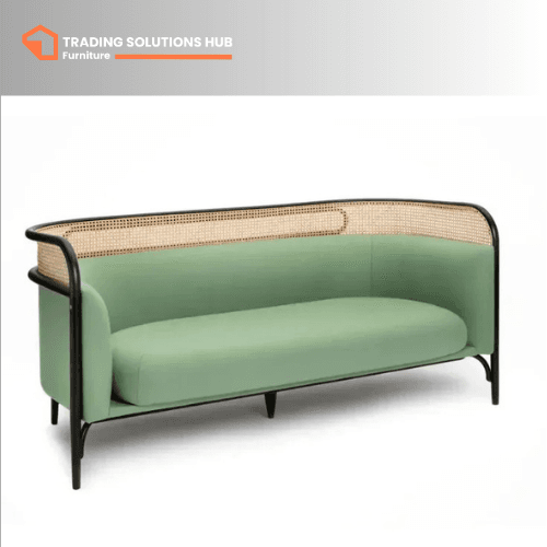 3.5 Seater Cane Sofa Green